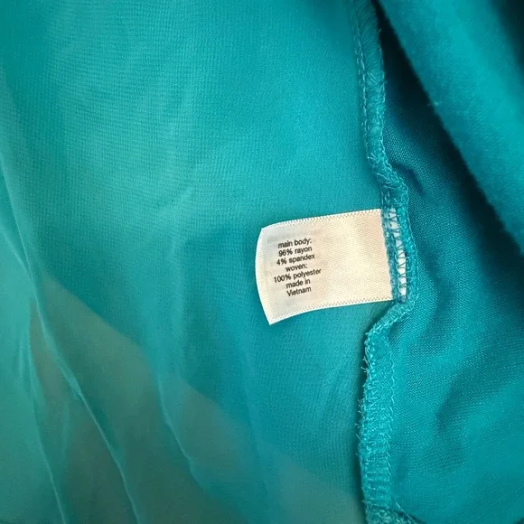 Lane‎ Bryant Teal Blue Sheer Trim Duster Cardigan Flowy Draped Fits 1XL-2XL - Picture 4 of 7